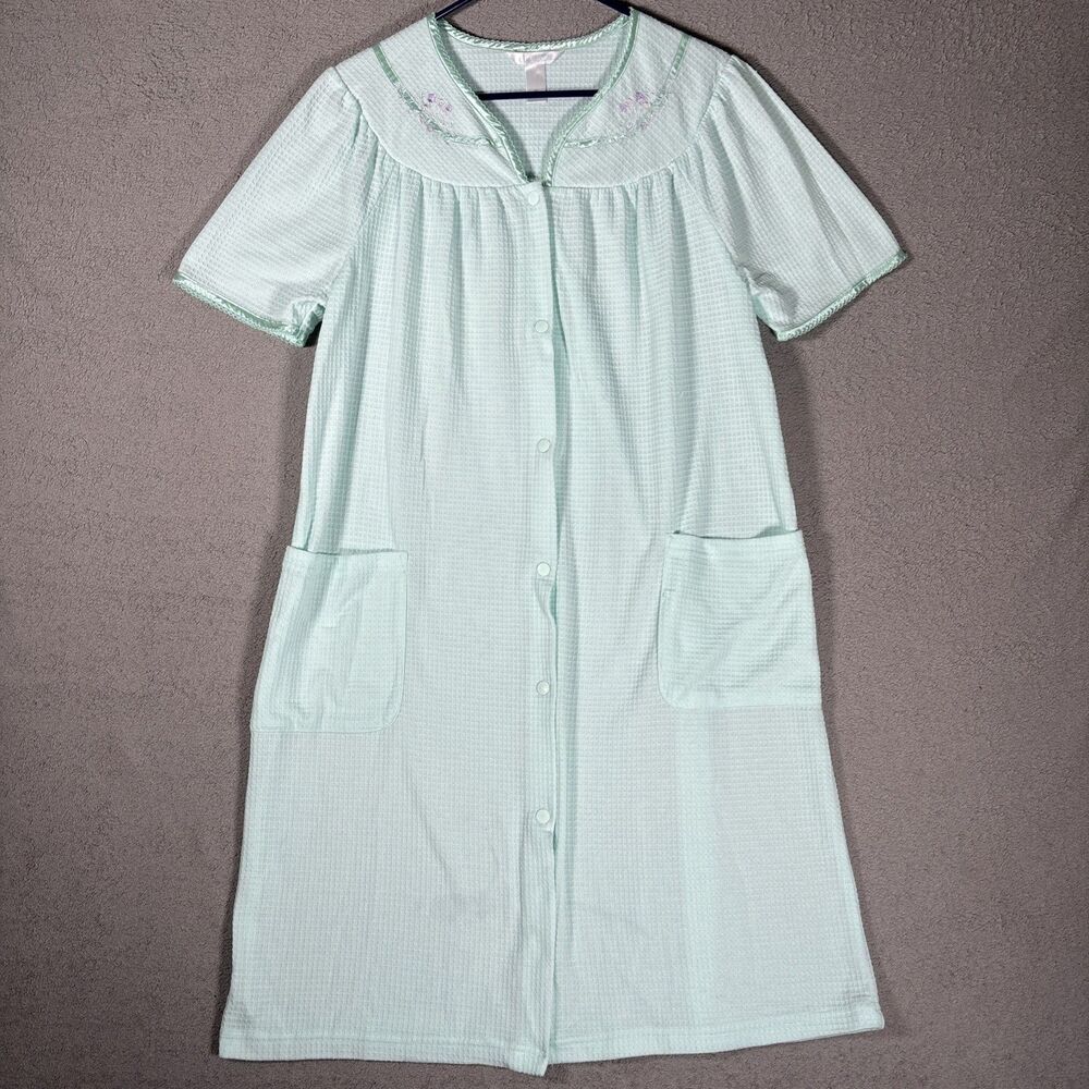 Adonna Sleepwear Nightgown Muumuu Women’s Size M Waffle Knit Teal House Dress